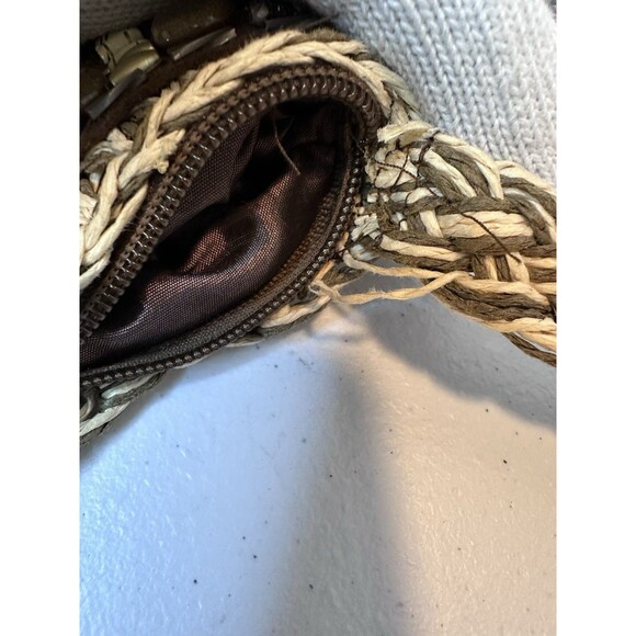 Vintage Sun N San Brown 1986 woven macramé beaded bohemian BoHo shoulder bag - Picture 9 of 12